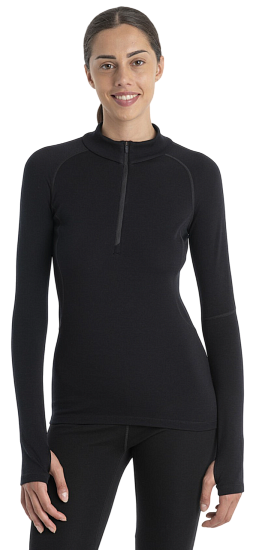 Лонгслив женский Icebreaker 300 MerinoFinePolar Half Zip Black - Фото 2 большая
