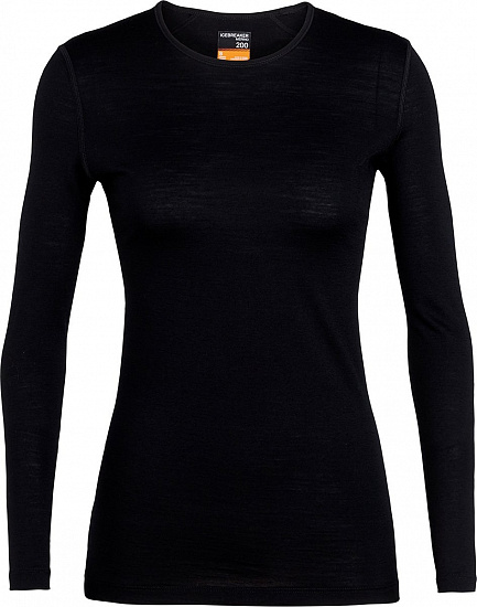 Футболка женская Icebreaker 200 Oasis LS Crewe Black - Фото 1 большая