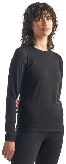 Футболка женская Icebreaker 200 Oasis LS Crewe Black - Фото 3 большая