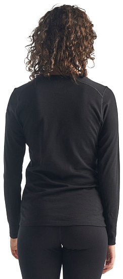 Футболка женская Icebreaker 200 Oasis LS Crewe Black - Фото 4 большая
