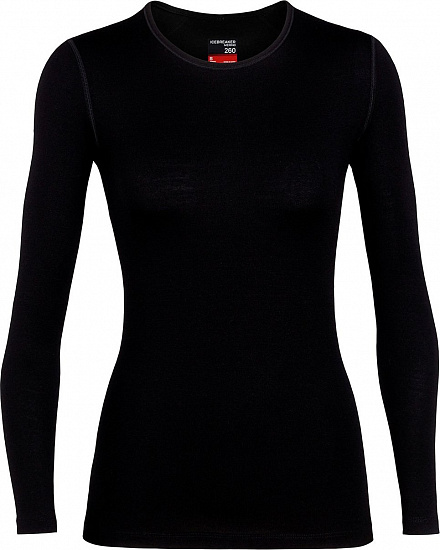 Лонгслив женский Icebreaker 260 Tech LS Crewe Black - Фото 1 большая