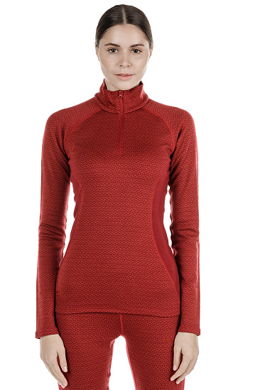 Футболка женская Bergans Snoull Half Zip Bordeaux/Lounge - Фото 2 большая