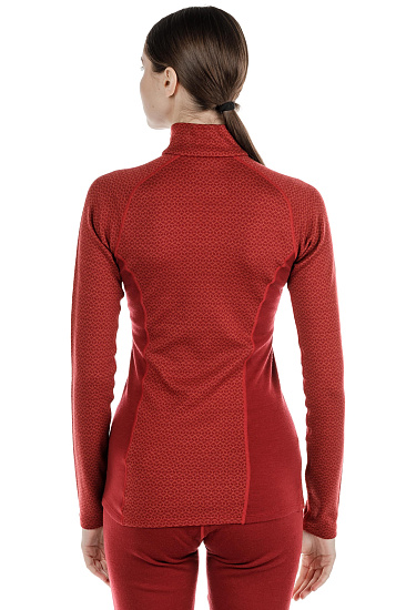 Футболка женская Bergans Snoull Half Zip Bordeaux/Lounge - Фото 4 большая
