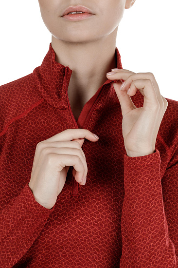 Футболка женская Bergans Snoull Half Zip Bordeaux/Lounge - Фото 5 большая