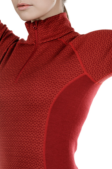 Футболка женская Bergans Snoull Half Zip Bordeaux/Lounge - Фото 6 большая