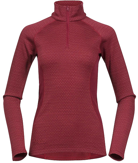 Футболка женская Bergans Snoull Half Zip Bordeaux/Lounge - Фото 1 большая