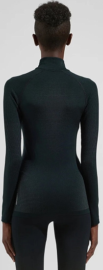 Лонгслив женский Odlo Performance Warm Eco Half Zip Black/Graphite Grey - Фото 2 большая