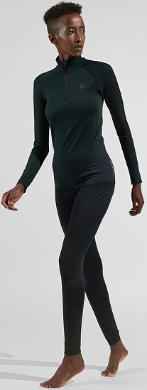 Лонгслив женский Odlo Performance Warm Eco Half Zip Black/Graphite Grey - Фото 4 большая