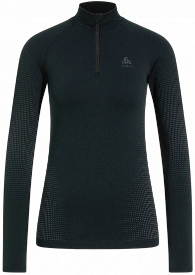Лонгслив женский Odlo Performance Warm Eco Half Zip Black/Graphite Grey - Фото 1 большая