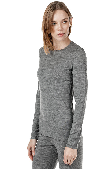 Футболка женская Icebreaker 200 Oasis LS Crewe Gritstone Hthr - Фото 4 большая