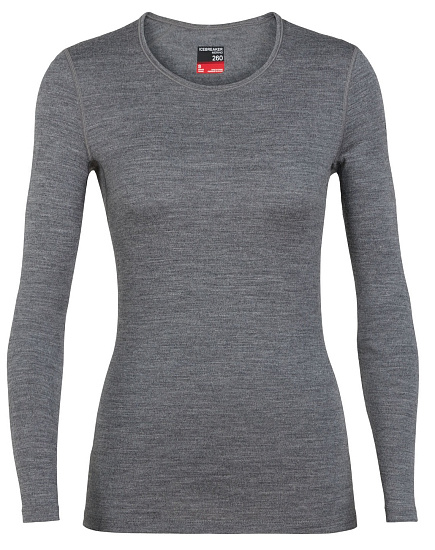 Футболка женская Icebreaker 260 Tech LS Crewe Gritstone Hthr - Фото 1 большая