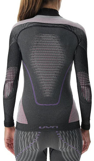 Лонгслив женский UYN Evolutyon Uw Sl Turtle Neck Melange Anthracite Melange/Raspberry/Purple - Фото 2 большая