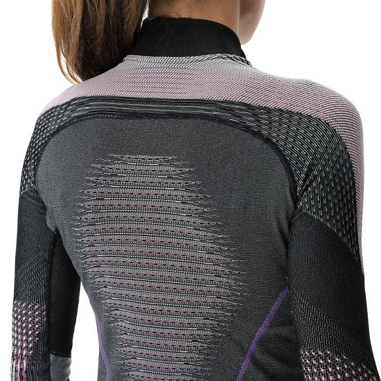 Лонгслив женский UYN Evolutyon Uw Sl Turtle Neck Melange Anthracite Melange/Raspberry/Purple - Фото 5 большая
