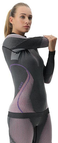 Лонгслив женский UYN Evolutyon Uw Sl Turtle Neck Melange Anthracite Melange/Raspberry/Purple - Фото 6 большая