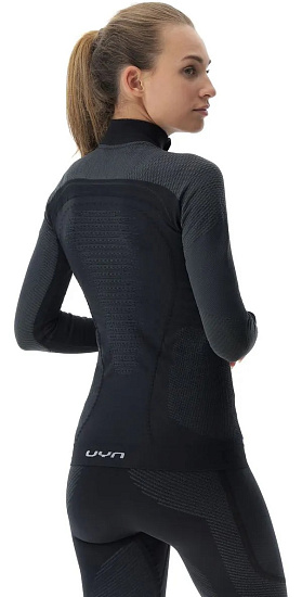 Лонгслив женский UYN Ambityon Uw Zip Up Turtle Neck Blackboard/Anthracite/White - Фото 6 большая