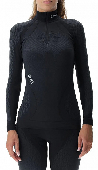Лонгслив женский UYN Ambityon Uw Zip Up Turtle Neck Blackboard/Anthracite/White - Фото 1 большая