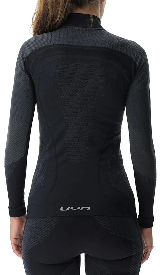 Лонгслив женский UYN Ambityon Uw Zip Up Turtle Neck Blackboard/Anthracite/White - Фото 7 большая