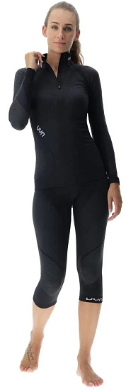 Лонгслив женский UYN Ambityon Uw Zip Up Turtle Neck Blackboard/Anthracite/White - Фото 8 большая