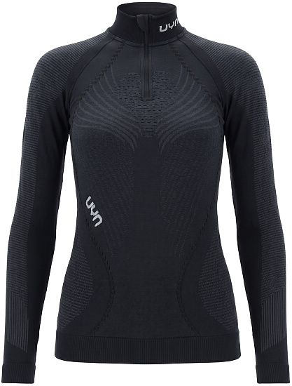 Лонгслив женский UYN Ambityon Uw Zip Up Turtle Neck Blackboard/Anthracite/White - Фото 1 большая