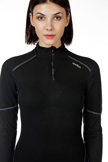 Футболка женская Odlo X-Warm zip Black - Фото 3 большая