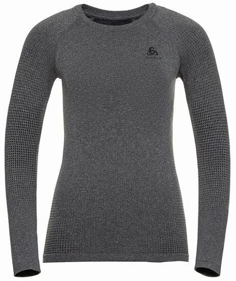 Футболка женская Odlo Performance Warm Eco Серый меланж/Черный - Фото 1 большая