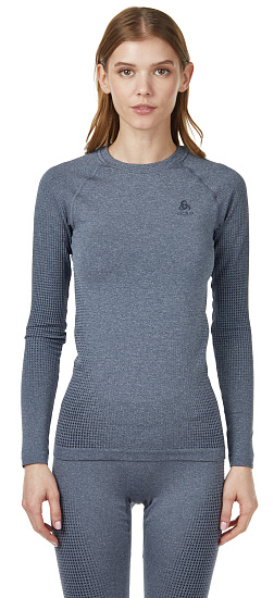 Футболка женская Odlo Performance Warm Eco Серый меланж/Черный - Фото 4 большая