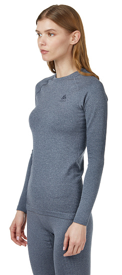 Футболка женская Odlo Performance Warm Eco Серый меланж/Черный - Фото 5 большая