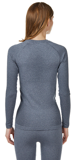 Футболка женская Odlo Performance Warm Eco Серый меланж/Черный - Фото 6 большая