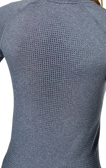 Футболка женская Odlo Performance Warm Eco Серый меланж/Черный - Фото 7 большая