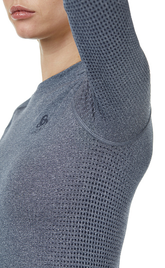 Футболка женская Odlo Performance Warm Eco Серый меланж/Черный - Фото 8 большая
