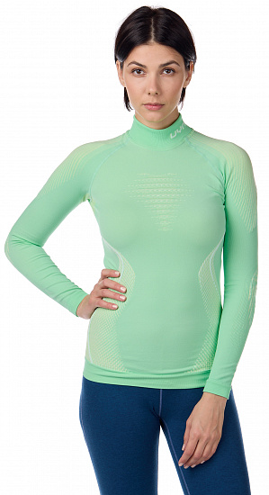 Футболка женская UYN Evolutyon Uw Lg_Sl Turtle Neck Light Green/White/White - Фото 2 большая