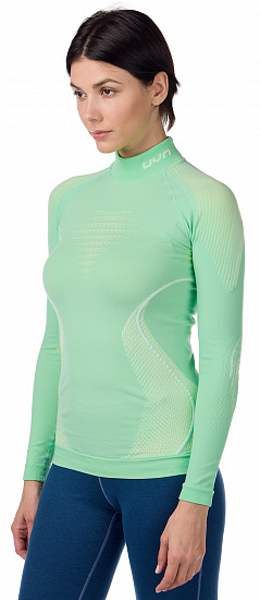 Футболка женская UYN Evolutyon Uw Lg_Sl Turtle Neck Light Green/White/White - Фото 3 большая