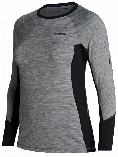 Футболка женская Peak Performance Magic Crew Grey Melange/Black - Фото 5 большая