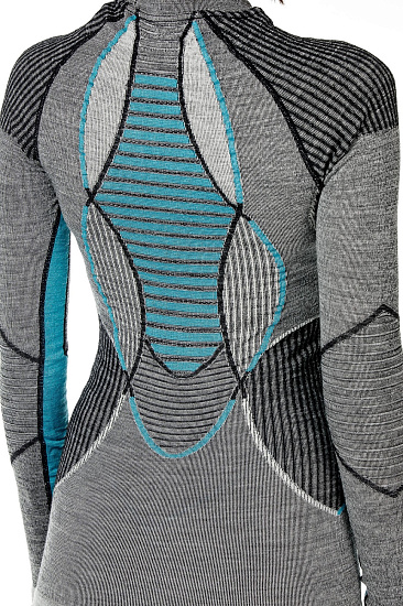 Футболка женская X-Bionic Apani Merino BY SL Roundneck Black/Grey/Turquoise - Фото 7 большая