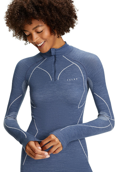 Лонгслив женский Falke Wool-Tech Zip Capitain - Фото 5 большая