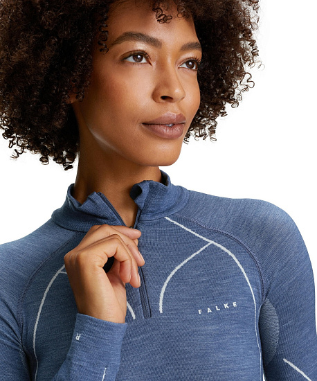 Лонгслив женский Falke Wool-Tech Zip Capitain - Фото 6 большая