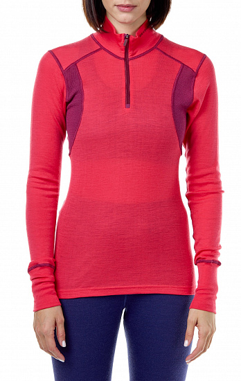 Лонгслив женский Devold Hiking Half Zip Poppy/Beetroot - Фото 1 большая