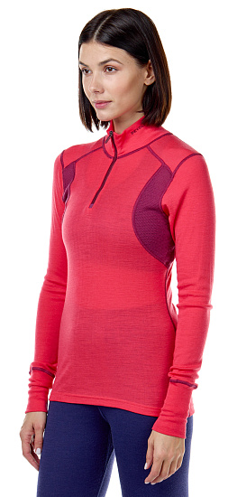 Лонгслив женский Devold Hiking Half Zip Poppy/Beetroot - Фото 2 большая