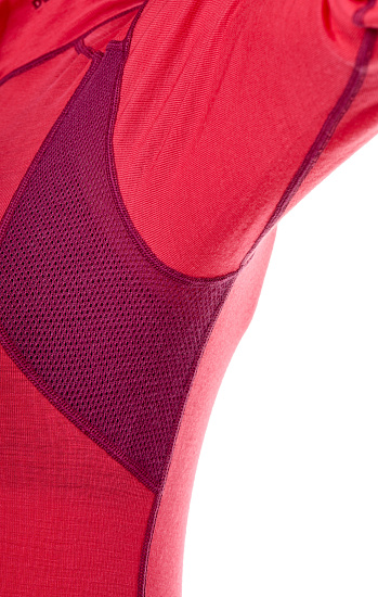 Лонгслив женский Devold Hiking Half Zip Poppy/Beetroot - Фото 4 большая