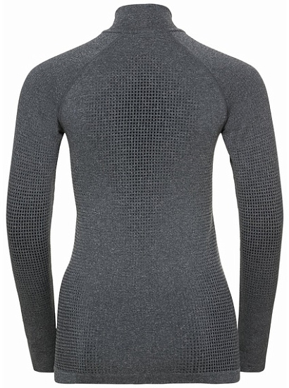 Футболка женская Odlo Performance Warm Eco 1/2 Zip Серый Меланж/Черный - Фото 2 большая