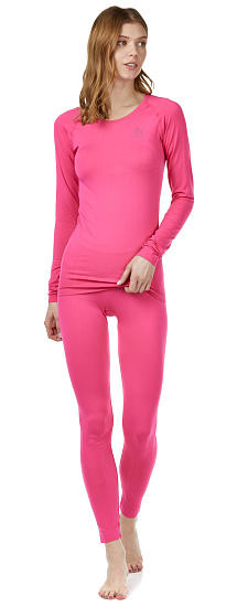 Футболка женская Odlo Performance Evolution Warm LS Пурпурно-Розовый - Фото 3 большая