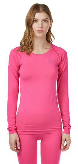 Футболка женская Odlo Performance Evolution Warm LS Пурпурно-Розовый - Фото 4 большая