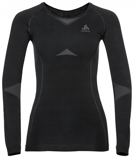 Лонгслив женский Odlo Performance Evolution Warm LS Черный/Темно-Серый Графит - Фото 1 большая