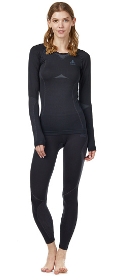 Лонгслив женский Odlo Performance Evolution Warm LS Черный/Темно-Серый Графит - Фото 3 большая