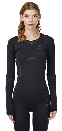 Лонгслив женский Odlo Performance Evolution Warm LS Черный/Темно-Серый Графит - Фото 4 большая