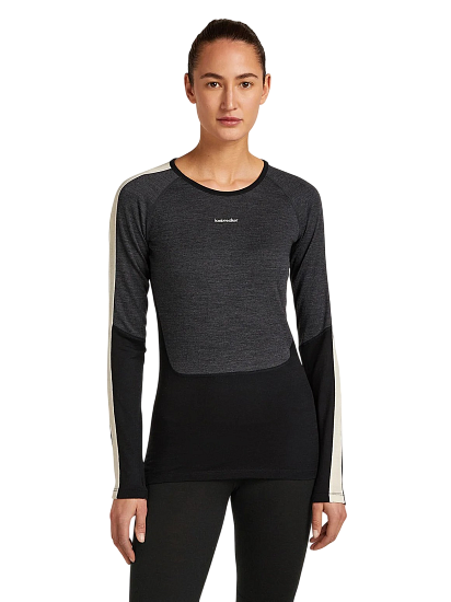 Лонгслив женский Icebreaker 200 Oasis+ Black/Jet Hthr/Undyed/Cb - Фото 1 большая