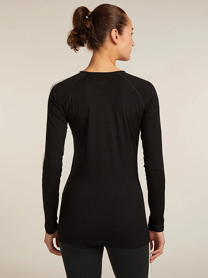 Лонгслив женский Icebreaker 200 Oasis+ Black/Jet Hthr/Undyed/Cb - Фото 2 большая