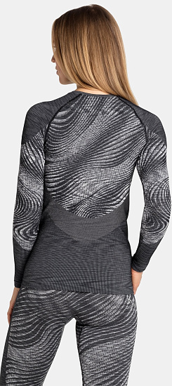 Лонгслив женский Odlo Blackcomb EcoTop Crew Neck Ls Black/Space Dye - Фото 4 большая