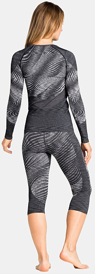 Лонгслив женский Odlo Blackcomb EcoTop Crew Neck Ls Black/Space Dye - Фото 6 большая