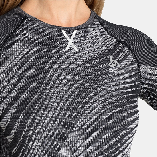 Лонгслив женский Odlo Blackcomb EcoTop Crew Neck Ls Black/Space Dye - Фото 8 большая